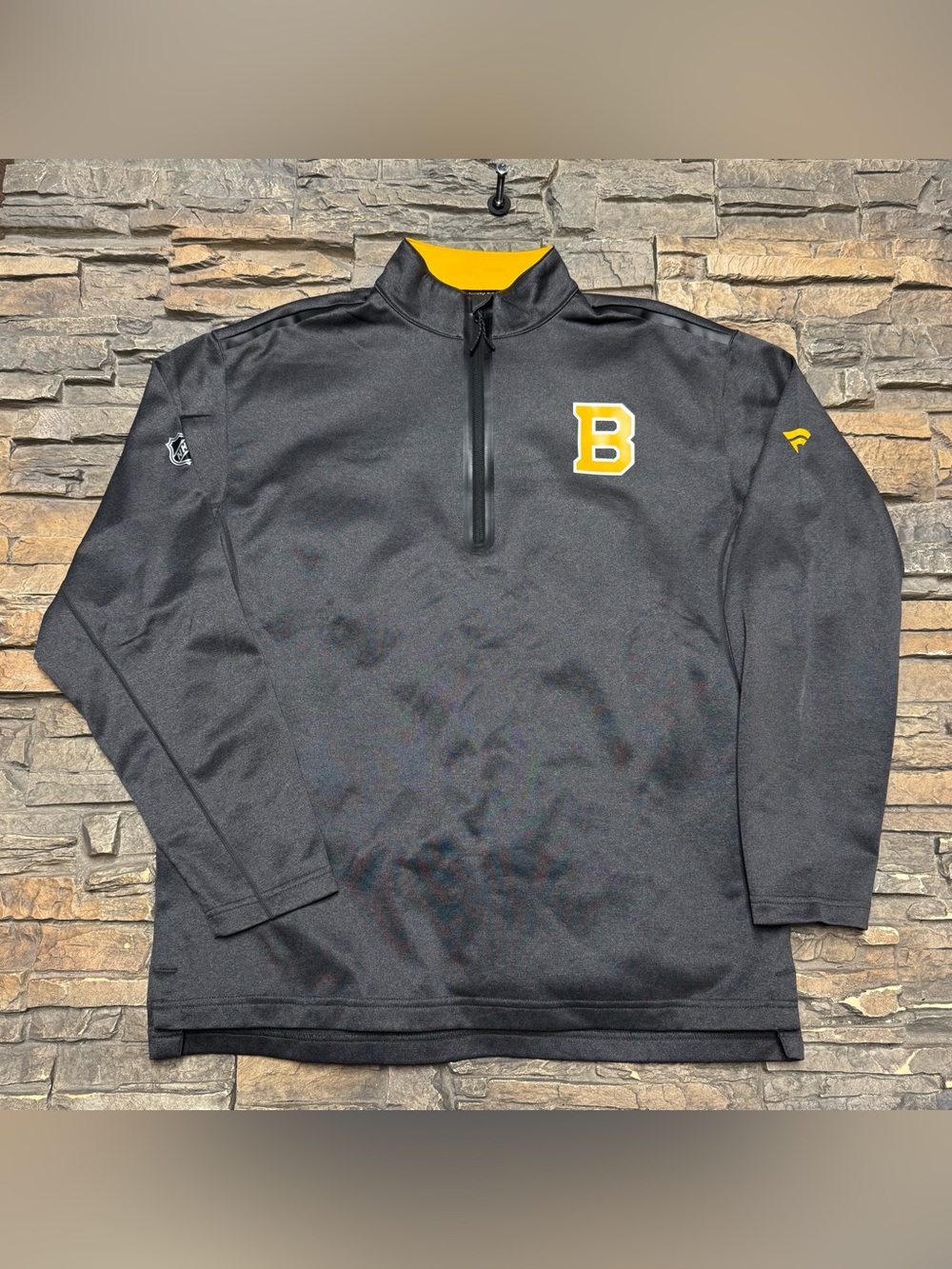 Boston Bruins 1/4 Zip Pullover Jacket Men’s Large Gray Fanatics Sweater NHL